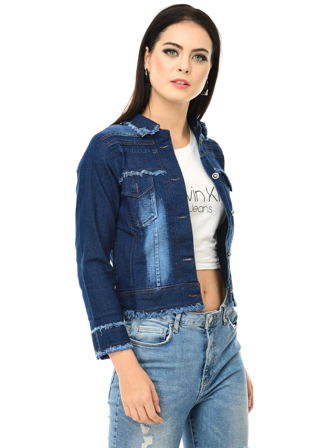 dimpy garments buynewtrend denim blue full sleeve women shrug/jacket