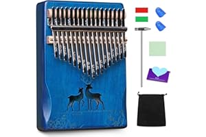 LYDESY Kalimba 17 Keys Thumb Piano for Beginners – Easy to Learn Solid Wood Mbira Instrument with Tuning Hammer & Gift Bag, Perfect Holiday & Christmas Gift for Adults & Kids Navy Blue