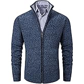 VtuAOL Men's Cardigan Sweaters Full Zip Sweaters Stand Collar Casual Knitted Cardigan with Pockets