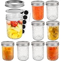 FRUITEAM 16 oz 8 Pack Mason Jars with Lids and Bands, Quilted Crystal Jars, Glass Canning Jars, Pint Jars Ideal for…