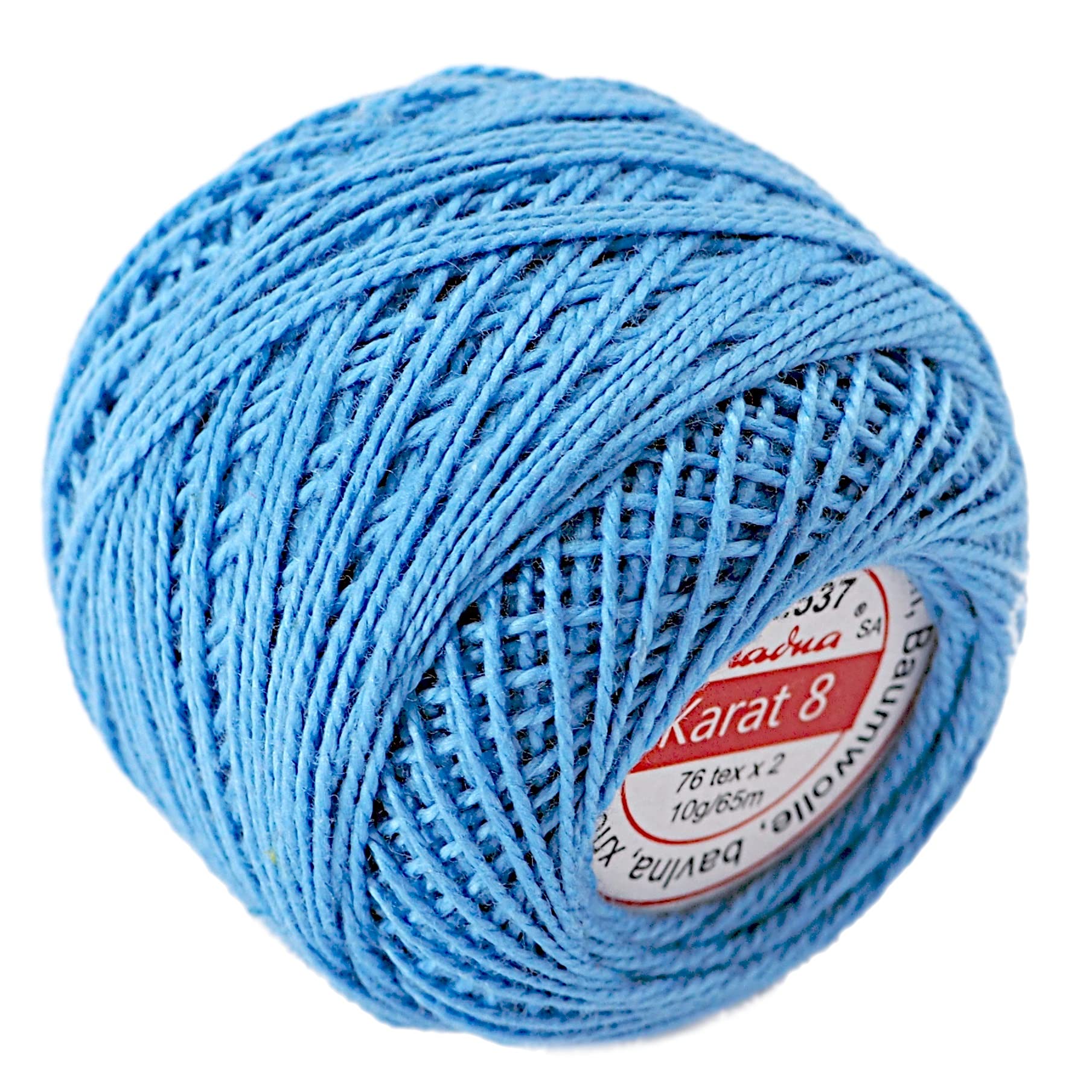 Cotton Crochet Embroidery Yarn 71yd/65m Quality Ball 0.35oz/10g Thread Floss Size 8 (Sky Blue 537) — image 1