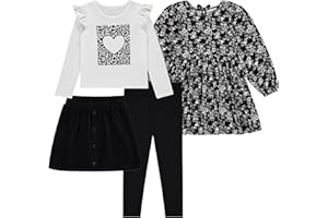 BTween Girls 4 Pack Fall Outfit Dress, Skirt, Tee, Leggings, Cotton Blend, Sizes 4-12