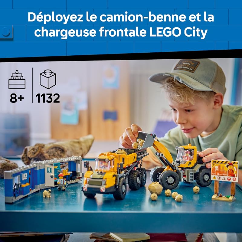 City Le Camion-Benne et la Chargeuse Frontale - Camions Jouets - Véhicules de Chantier Fonctionnels avec 3 Minifigurines - Cadeau d'anniversaire sur Le Thème des STEM pour Garçon dès 8 Ans 60494 — photo 2 sur 8