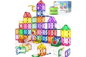 WOTOLIT Magnetic Tiles Kids Toys STEM Magnet Toys for Toddler Magnetic Blocks Building Toys Preschool Learning Sensory Montessori Toys for 3+ Year Old Boys and Girls, Safe Creativity Toddler Kids Toys