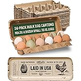 Hatortempt 24pc Egg Cartons Cheap Bulk 12 Count, Reusable Dozen Egg Crates | Sturdy Cardboard Paper Pulp - S-XL Chicken &amp; Duck Egg Cartons - Rustic Custom Design - Empty Egg Containers for Fresh Eggs