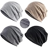 Mepase 4 Pcs Winter Slouchy Beanies Hats Fleece Lined Warm Thick Knit Oversized Skull Beanie Caps for Women Men Unisex Adult Outdoor Cold Weather Chunky Headwear Winter Gift, One Size