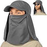 SUN CUBE Fishing Sun Hat with Neck Flap & Face Cover, UPF50+ Wide Brim UV Protection Cap for Men Women, Hiking, Outdoor Work