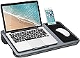 LapGear Home Office Lap Desk with Device Ledge, Mouse Pad, and Phone Holder - Silver Carbon - Fits Up to 15.6 Inch Laptops - Style No. 91585