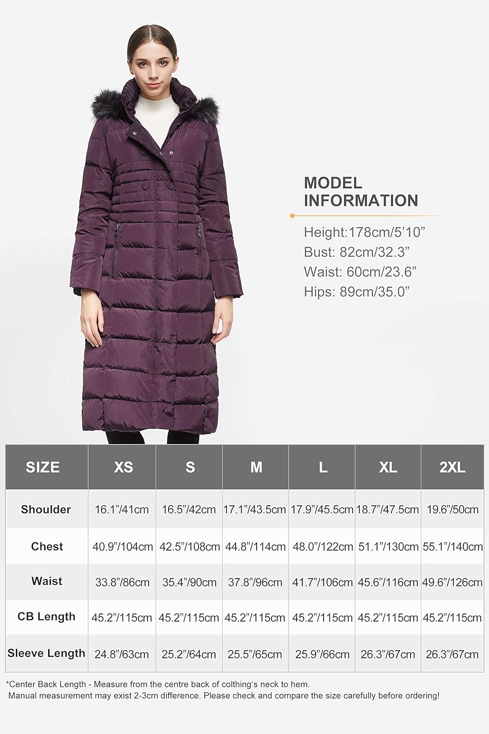 Orolay Women Warm Down Jacket with Hood Fur Raglan Sleeve Coat: Clothing