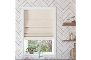 Sun Zero Seraphina Textured 100% Total Blackout Cordless Roman Shade, Linen, 31" W x 64" H