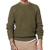 ZAFUL Men's Pullover Sweater Long Sleeve Crewneck Casual Loose Waffle Knitted Sweater