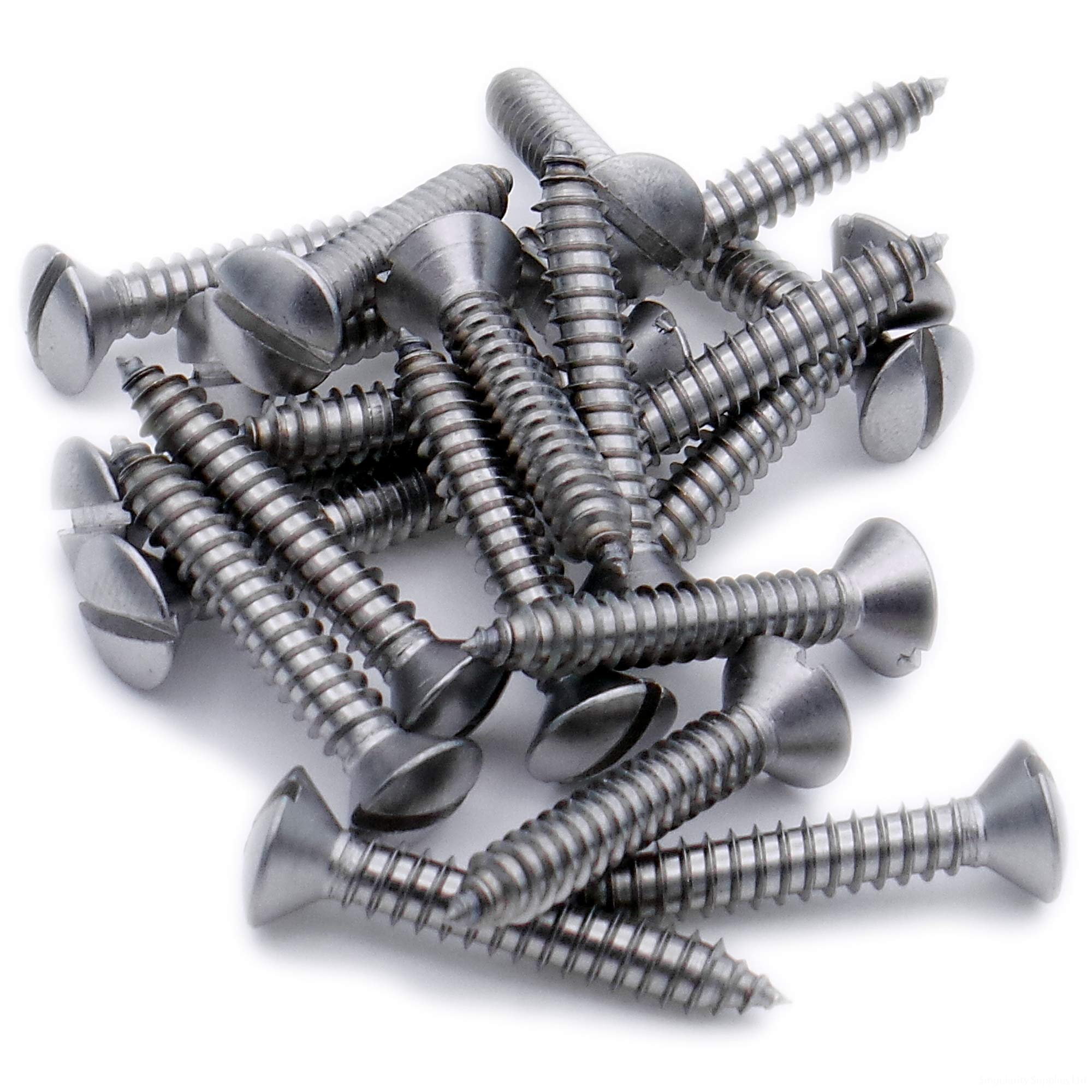 No.4 x 0.375 (2.9mm x 9.5mm) Slot Raised Countersunk Self-Tapping Screw - Stainless Steel (A2) (Pack of 20)