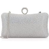 Dexmay Rhinestone Clutch Purse with Crystal Clasp Evening Handbag for Bridal Wedding Party
