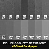 STE BRUAM Sandpaper 42 Sheets 120-3000 Grit Wet Dry 9x3.6 Inch view 2