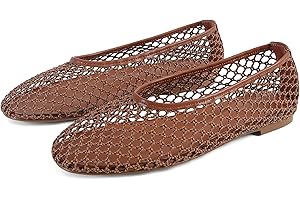 SOVANYOU Mesh Ballet Flats for Women Slip On Round Toe Comfy Casual Office Fishnet Ballerina Flat Shoes