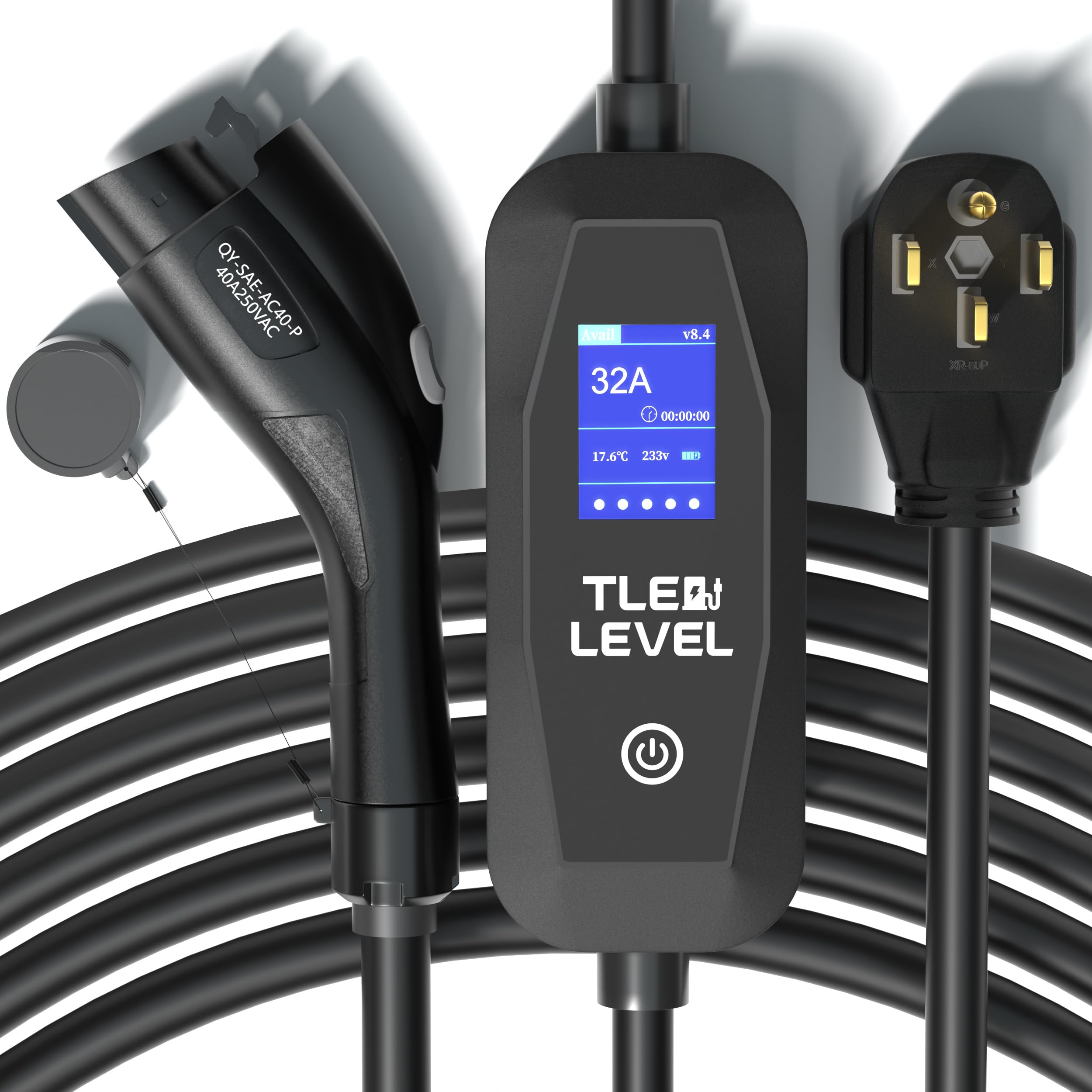 Photo 1 of TLE LEVEL Level 2 EV Charger - Portable 40 Amp 9.6kW EV Charger, NEMA 14-50 Plug Electric Vehicle Charging Stations for J1772 Electric Cars, 25' Cable Smart 240V EV Chargers for Home