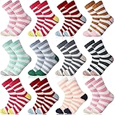 Twistover 12 Pairs Fuzzy Socks Bulk for Women Warm Fluffy Winter Soft Sleep Slipper Socks for Home Outdoor Valentine's Day