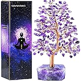 Tizzomx Amethyst Crystal Healing Chakra Tree of Life, Sister Women Birthday Spiritual Gifts Positive Energy & Good Luck, Gem Stone Feng Shui Tree Crystal Base House Home Office Room Desk Decor