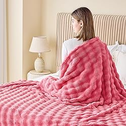 NEWCOSPLAY Queen Blanket for Couch Coral Pink Super