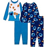 Sesame Street boys 4-piece Snug-fit Cotton Pajama Set, Soft & Cute for Kids