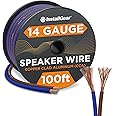 InstallGear 14 Gauge AWG 100ft Speaker Wire True Spec and Soft Touch Cable - Blue/Black (Great Use for Car Speakers Stereos, 
