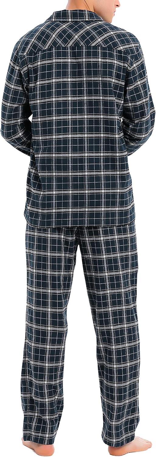 David Archy Men's Flannel Pajama Set Soft Cotton Button-Down Sleepwear With Fly Big and Tall PJ Set Lounge Wear at  Men’s Clothing store