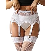 ohyeah 6-Strap Easy Clip Lace Garter Belt for Thigh Highs Stockings Suspender Garter Belts Plus Size Garters Lingerie XS-4XL