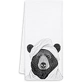 OSLYSOF Cute Bear Bathroom Hand Towels, Bear Gifts for Lovers Bathroom Decor, Cute Kids Animal Decor, 16x24 Inch