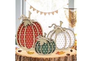 DAZONGE Fall Thanksgiving Decorations for Home - Fall Decor - 3Pcs Wooden Fall Pumpkin Self Sitters for Fall Tiered Tray Decor, Mantel Decor, Pumpkin Decor, Table Decorations