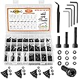 Hapric 1407 Pcs Metric Screw Assortment, Nuts and Bolts Assortment Kit M2 M3 M4 M5 Metric Machine Screw Kit, 12.9 Alloy Steel Black Zinc Plated Hex Socket Head Screws Nuts Bolts and Washers Set