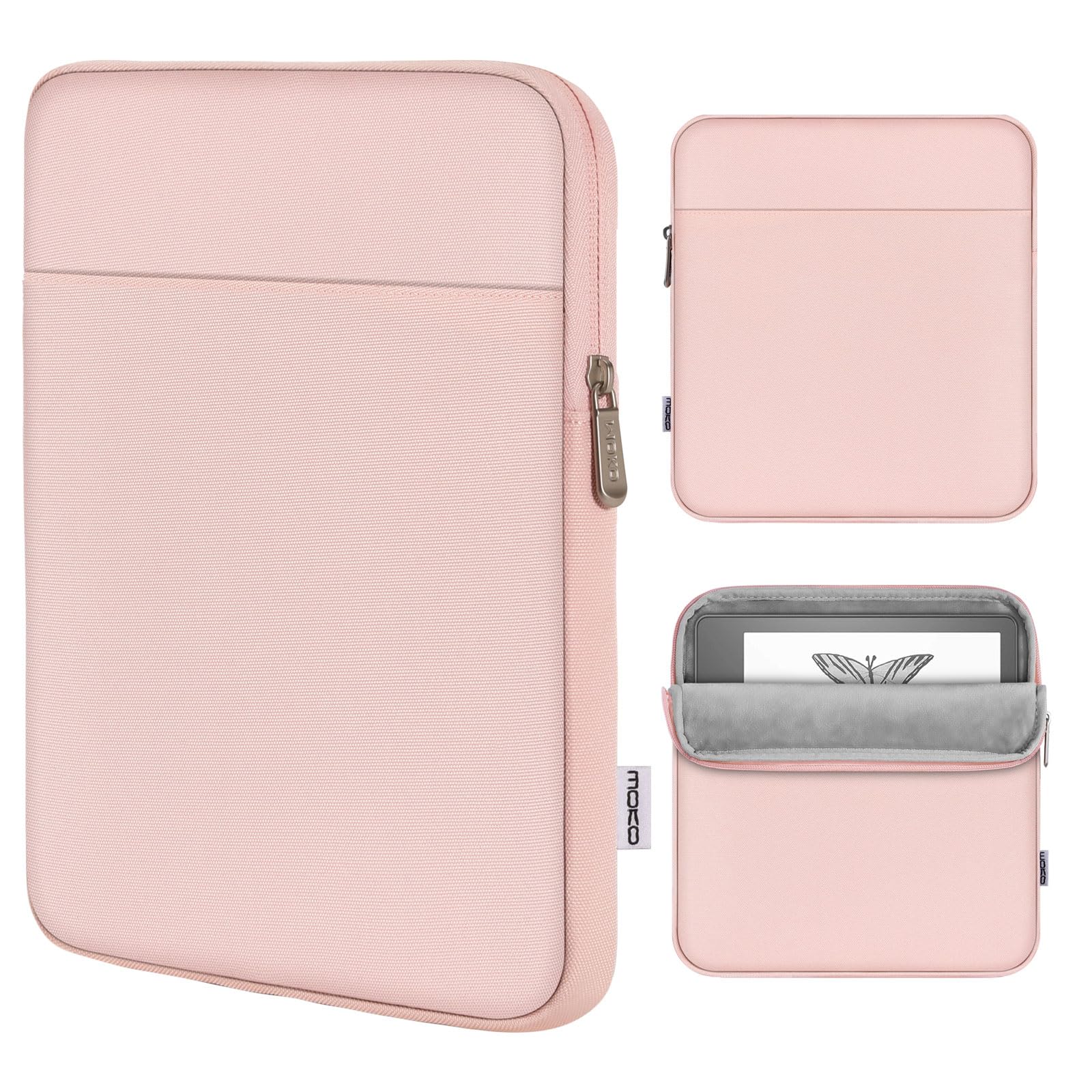 MoKo Tablet Sleeve Compatible with Kindle Scribe 10.2 inch 2022 Release, Protective Bag Carring Case Portable Sleeve with Dual Pockets and Pen Holder, Scratch-resistant Soft Fluffy Lining, Pink