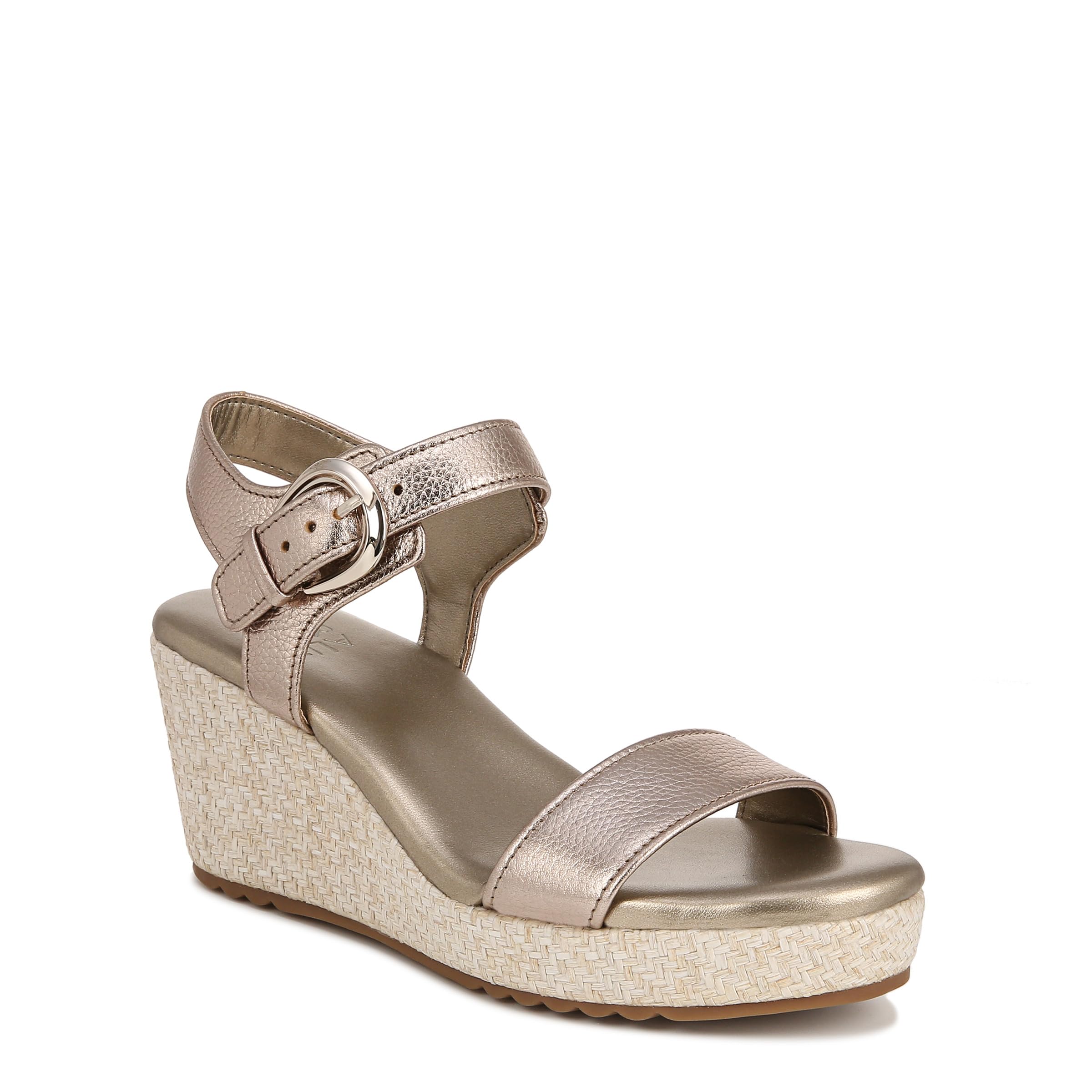Naturalizer Womens Stella Open Toe Wedge Sandal Warm Silver Metallic 5.5 M