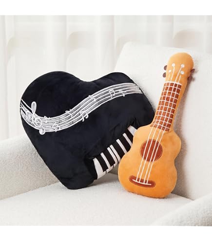 Guitare En Peluche – Jouet Musical Doux Et Câlin – Décoration De Bureau Ou Chambre – Cadeau Pour Ado, Femme, Adulte