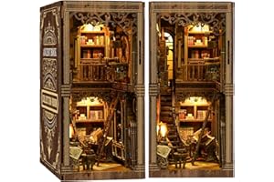 THRIVINGIVAN Book Nook Kit for Adult Miniature Model Build Dollhouse Kit 3D Wooden Puzzle with Sensor Led Light for Bookshelf Bookend Insert Decor Adults Teen Crafts(Classical Book Collection Room)