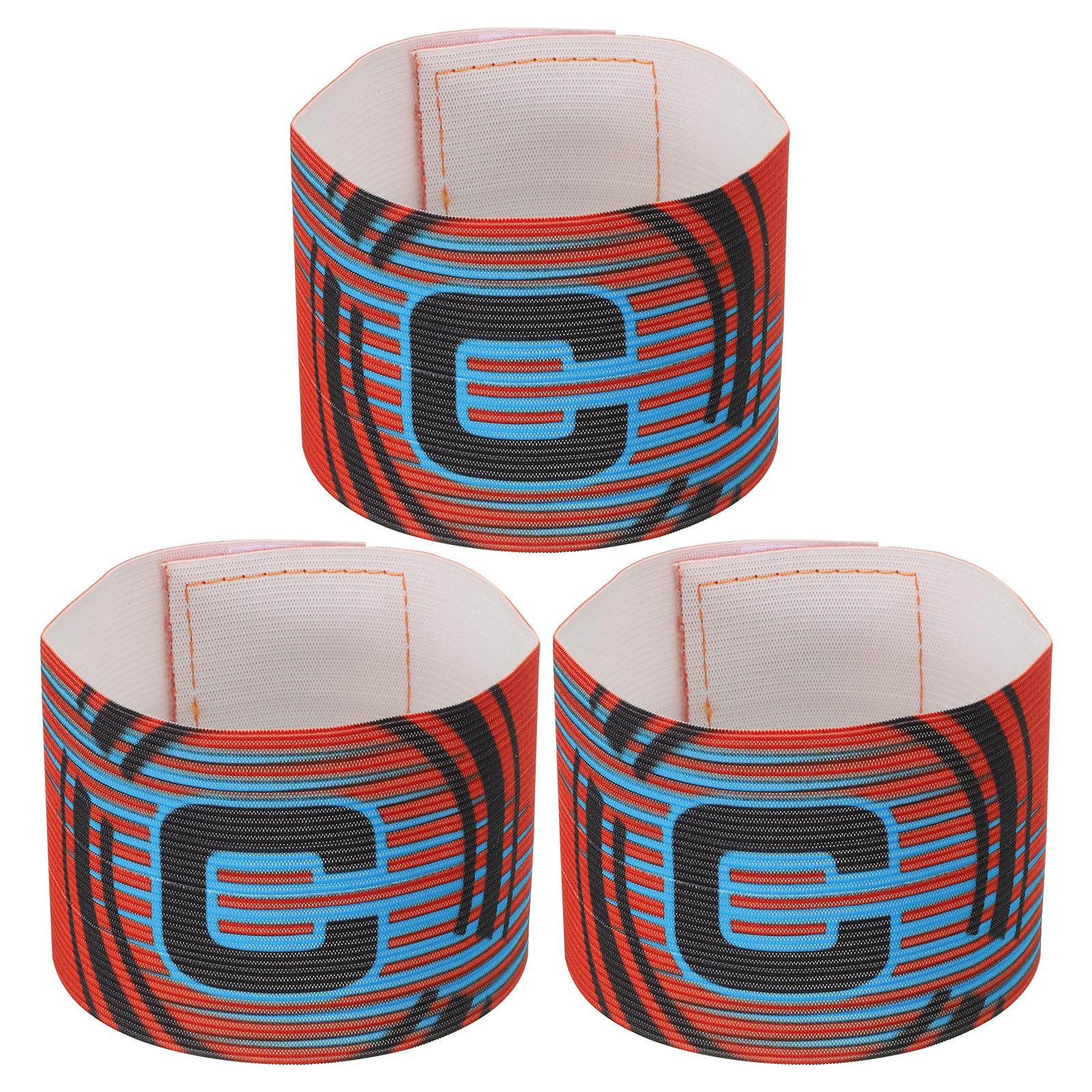 PATIKIL 12.2x2.6 Soccer Captain C Armband, 3 Pack Nylon Unisex Elastic Arm Band Adjustable for Youth Adult Team Training, Red