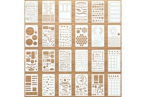 ZONON 24 Pieces Productivity Bullet Home Craft Journal Stencils Plastic Planner DIY Drawing Template for Journal Time Saving Planner Creating Layouts Easy Calendars, Lists, Letters, Numbers, Habit