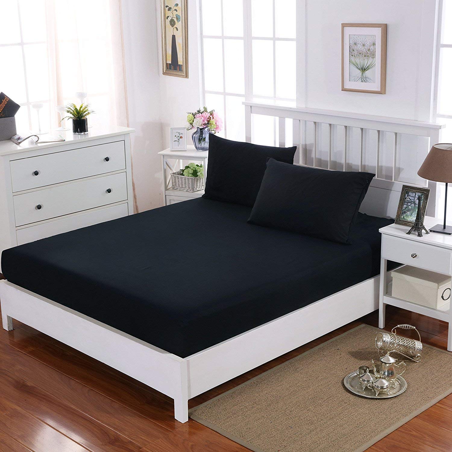 Fitted Sheet Fade Black, Queen Extra Soft and Comfortable Breathable