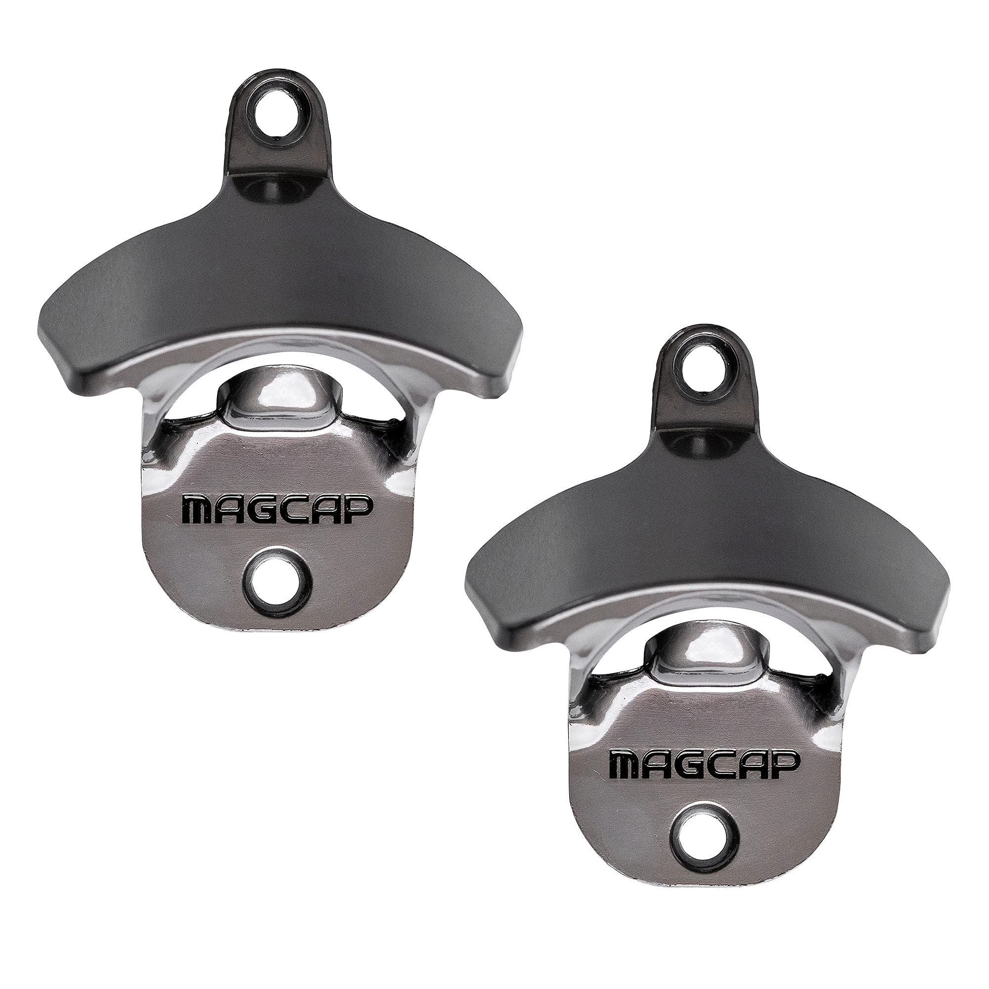 MAGCAP Outdoor Bottle Opener Wall Mounted - Style Magnetic Beer Bottle Opener that Catches Caps - Easy to Install and Incredibly Convenient (2, Gunmetal Black)
