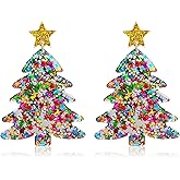 Christmas Tree Earrings for Women Acrylic Xmas Tree Earrings Colourful Christmas Jewelry Drop Dangle Holiday Earring Women Gifts
