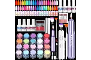 SAVILAND Dip Powder Nail Kit with Drill - 20 Colors Summer Neon Dip Nails Powder Starter Kit with Everything Dip Liquid Dipping System Base Top Coat Activator Manicure Art Salon DIY Christmas Gift