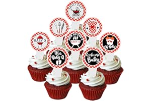 DENEO 40 Pcs Baby Q Cupcake Topper BBQ Baby Shower Birthday Party Supplies Picnic Party Cake Topper for Summer Barbecue Picnic Baby Shower Birthday Party Decorations