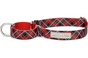 Lucky Love Dog, Evergreen No Slip Dog Collar, Vivid Berry Plaid Martingale Dog Collar for Boy and Girl Dogs - (Large, Heywood Martingale)