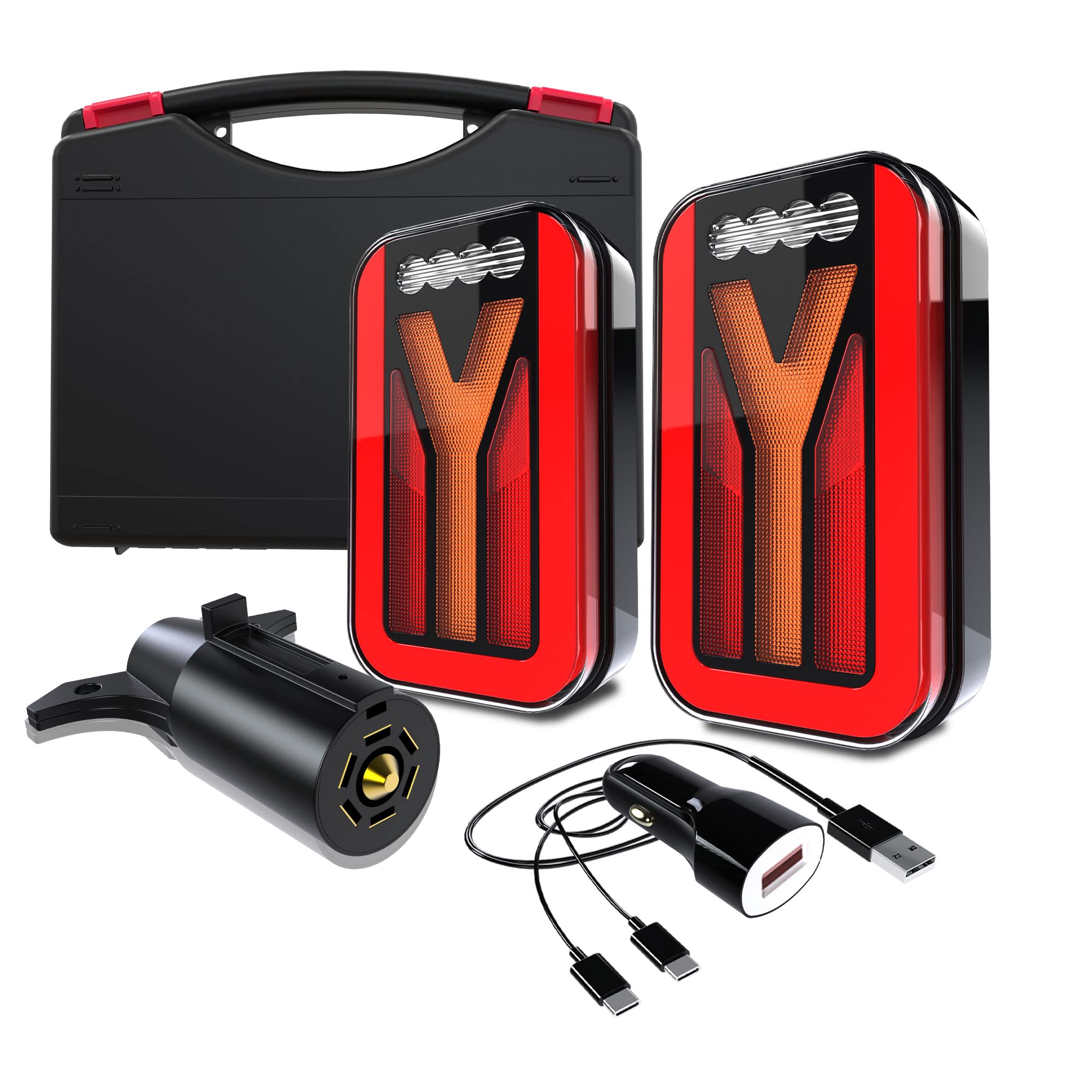 Photo 1 of SLARY Magnetic Wireless LED Trailer Rear Lights Kit, 2PCS Rechargeable Universal LED Turn Brake Parking Lights Indicator License Plate Lights for Trucks, Trailers, Caravans, Campers, RVs, Vans, Boats