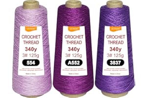 LE PAON 3 Cones total375g size3 Crochet Thread,100% Pure Cotton Thread Yarn for Hand Knitting,crochetting(554-552-3837)