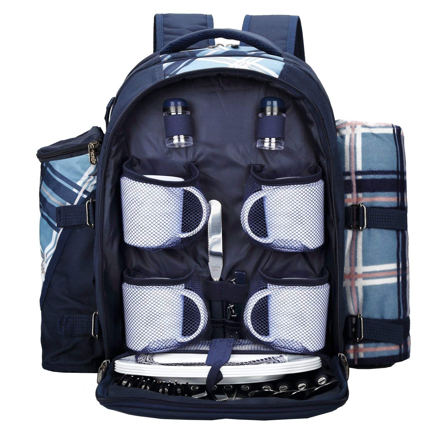 apollo walker Picnic Backpack Bag for 4 Person with Cooler Compartment