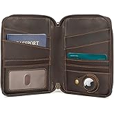Polare Full Grain Leather Family Passport Wallet for 4 Passports, RFID Blocking Bifold Passport Cover Travel Document Organizer Holder for Women and Men (Dark Brown with AirTag Slot)