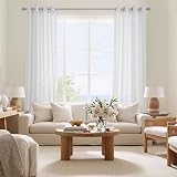 PONY DANCE Linen Look Voile Curtains Eyelet Top 52x95 Set of 2 view 5