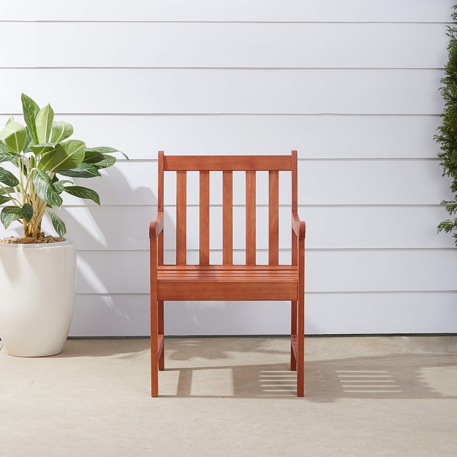 Vifah V415 Outdoor Wood Arm Chair, Natural Wood Finish, 22 by 25 by 35-Inch : Patio Dining Chairs : Garden & Outdoor