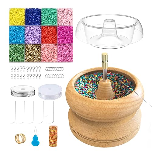DAFENCHI Bead Spinner for Jewelry Making, Wood Bracelet Spinner