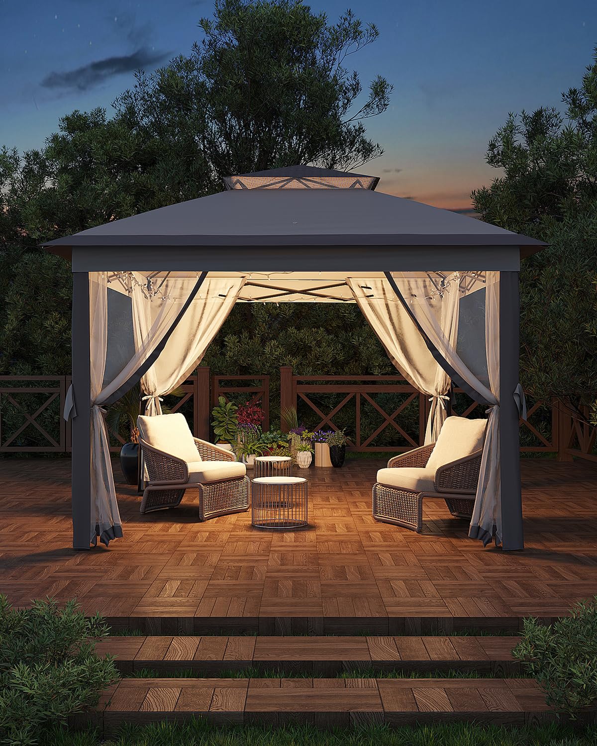Photo 1 of Garveelife 11x11 Pop Up Canopy Tent with Mosquito Netting, Outdoor Canopy Shelter Easy Setup, Water & UV Resistant - Gray